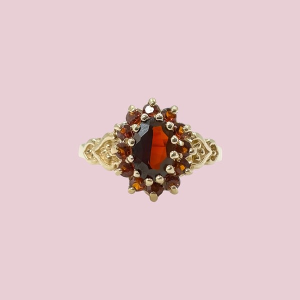 vintage ring granaat cluster