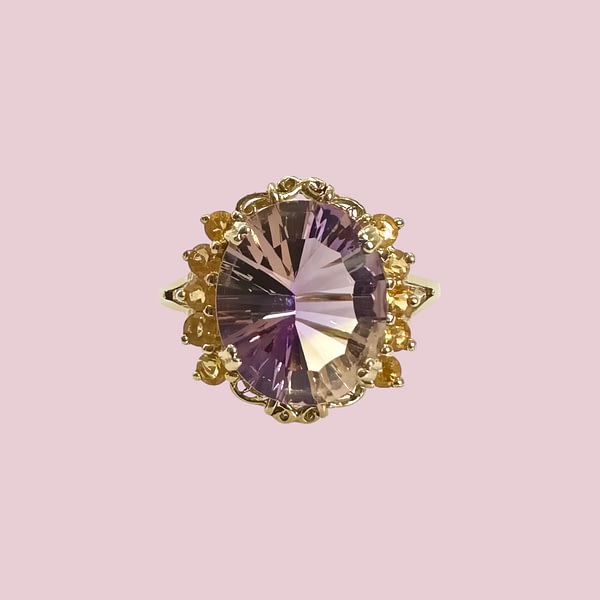 vintage ring ametrine en citrien cluster