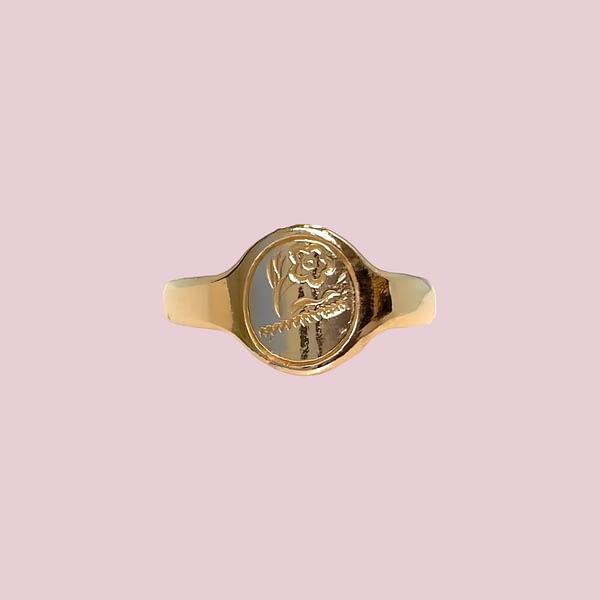 zegelring met bloemetje vintage