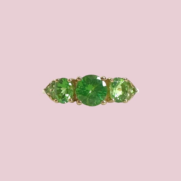 vintage ring groene granaat 9 karaat goud