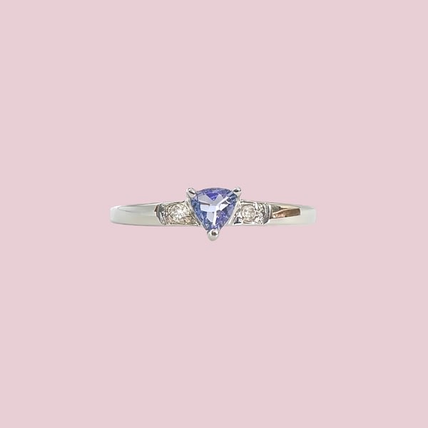 vintage ring witgoud tanzaniet en diamant