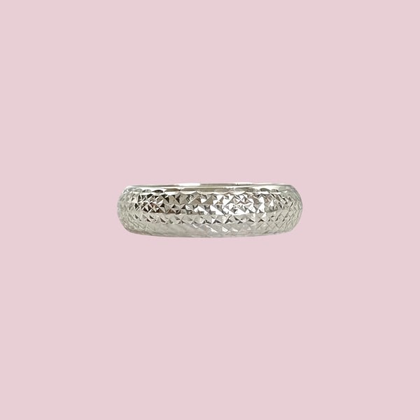 vintage band ring witgoud facet diamond cut