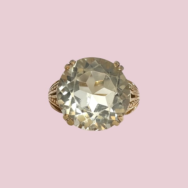 vintage citrien cocktail ring goud
