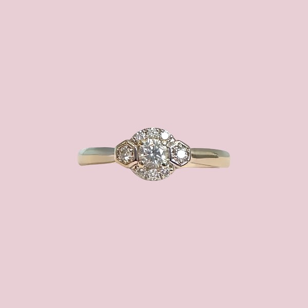 vintage ring witgoud diamant cluster
