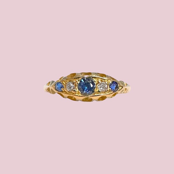 vintage saffier en diamant boot ring