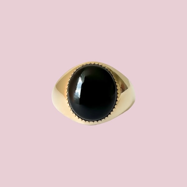 onyx zegelring van goud 9 karaat