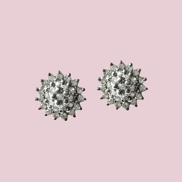 vintage diamant cluster oorbellen ct goud