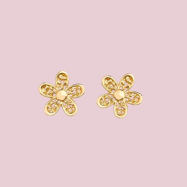 oorbellen bloemetjes goud knopjes