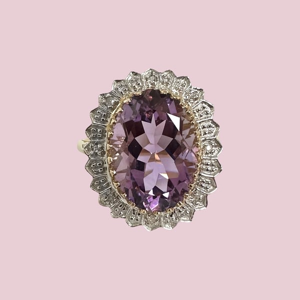 vintage cocktail ring amethist en diamant