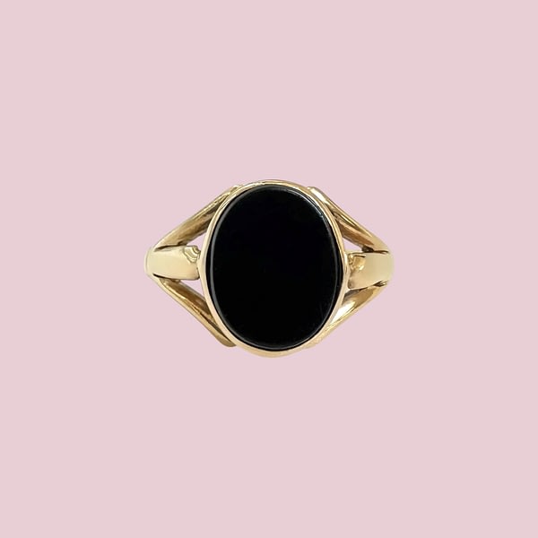 vintage onyx signet ring van 9 karaat goud