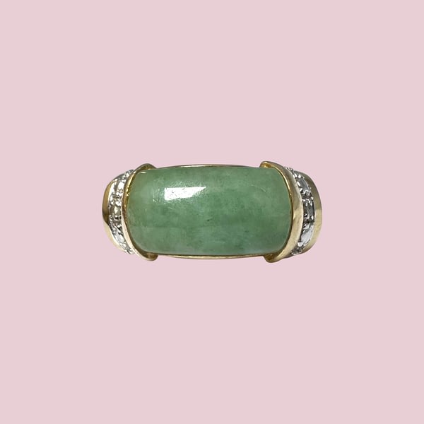 vintage ring jade band ring van 9 karaat goud