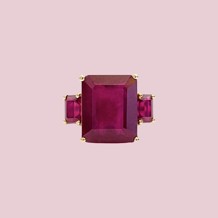 vintage robijn ring emerald cut