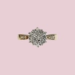 vintage diamant cluster ring van 9 karaat goud