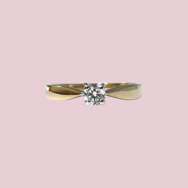 vintage diamant solitaire ring 0.15 ct diamant geelgoud