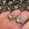 halo ring met diamant en gekleurde steen