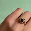 vintage cluster ring granaat en parel ring