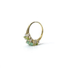 smaragd ring 3 steens vintage goud met peridoot