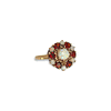 vintage gouden granaat en opaal bloem ring