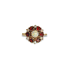 vintage ring opaal en granaat cluster 9 karaat goud
