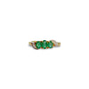 vintage ring smaragd trilogie met diamant 9k goud gedraaid