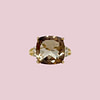 gouden ring vierkante rookkwarts en diamant vintage ring