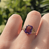 vintage ring floral paarse steen amethist rechthoek
