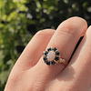 vintage ring met opaal en saffier cluster