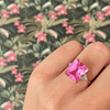 vintage ring roze steen rechthoekig karaat goud