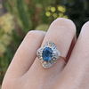 vintage topaas diamant cluster ring 9k goud