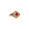 gouden ornate ring roze robijn en zirkonia