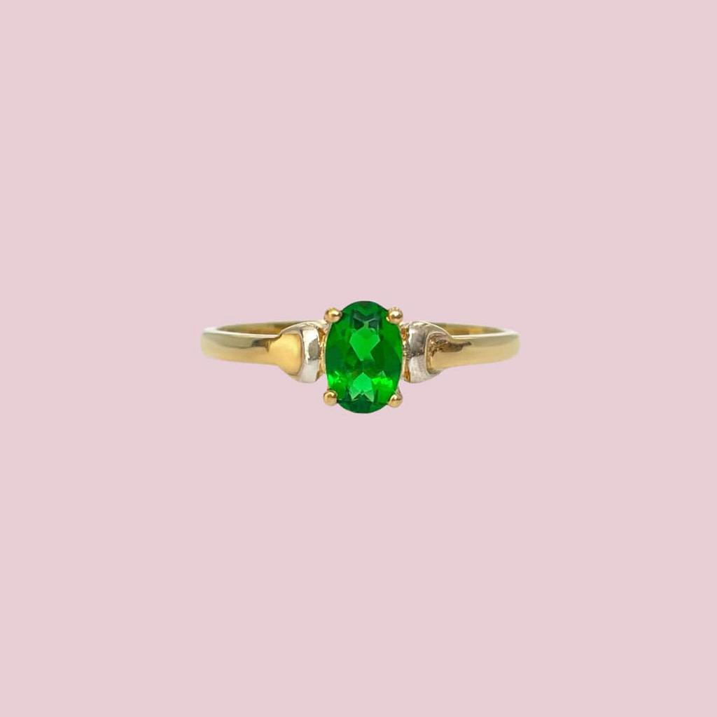 vintage ring groene steen solitair goud