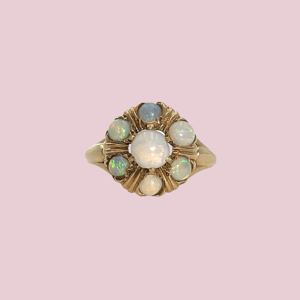 vintage ring met opaal cluster