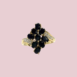 vintage saffier cluster ring statement ring