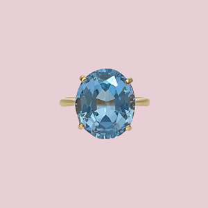 vintage ring blauwe spinel goud