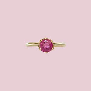 vintage ring roze topaas solitair goud