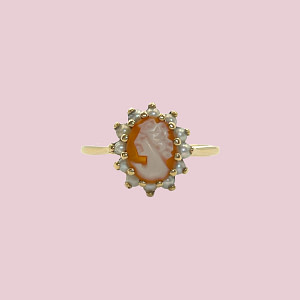 vintage camee ring parels cluster