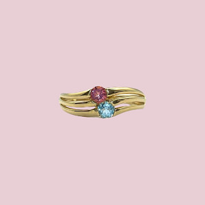 vintage ring topaas roze en blauw