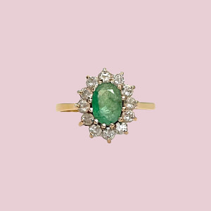 vintage ring smaragd cluster goud