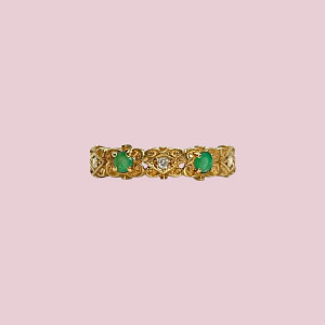 vintage ring smaragd en diamant eternity