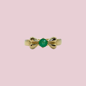 vintage ring smaragd strikje goud