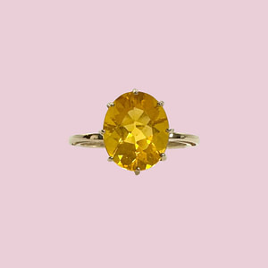 vintage ring citrien solitair van goud