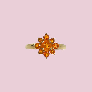 vintage ring oranje granaat bloem cluster