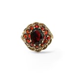 vintage granaat ring cluster 9 karaat goud kleine maat