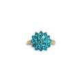 vintage ring topaas cluster bloem blauw 9 karaat goud