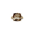 gouden ring rookkwarts rook topaas cushion cut vierkant en diamant vintage ring