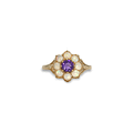 vintage ring met bloem cluster van amethist en opaal goud