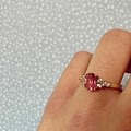 vintage ring roze steen diamantjes