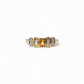 gouden ring gele saffier baguette diamant cluster