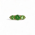 vintage ring groene stenen trilogie granaat