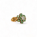 smaragd en diamant cluster bloem ring 9 karaat goud